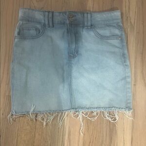 Art Class Light Blue Frayed Hem Pencil Skirt